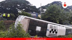 20 Sher-e-Bangla Medical students injured as bus falls into ditch in Cumilla